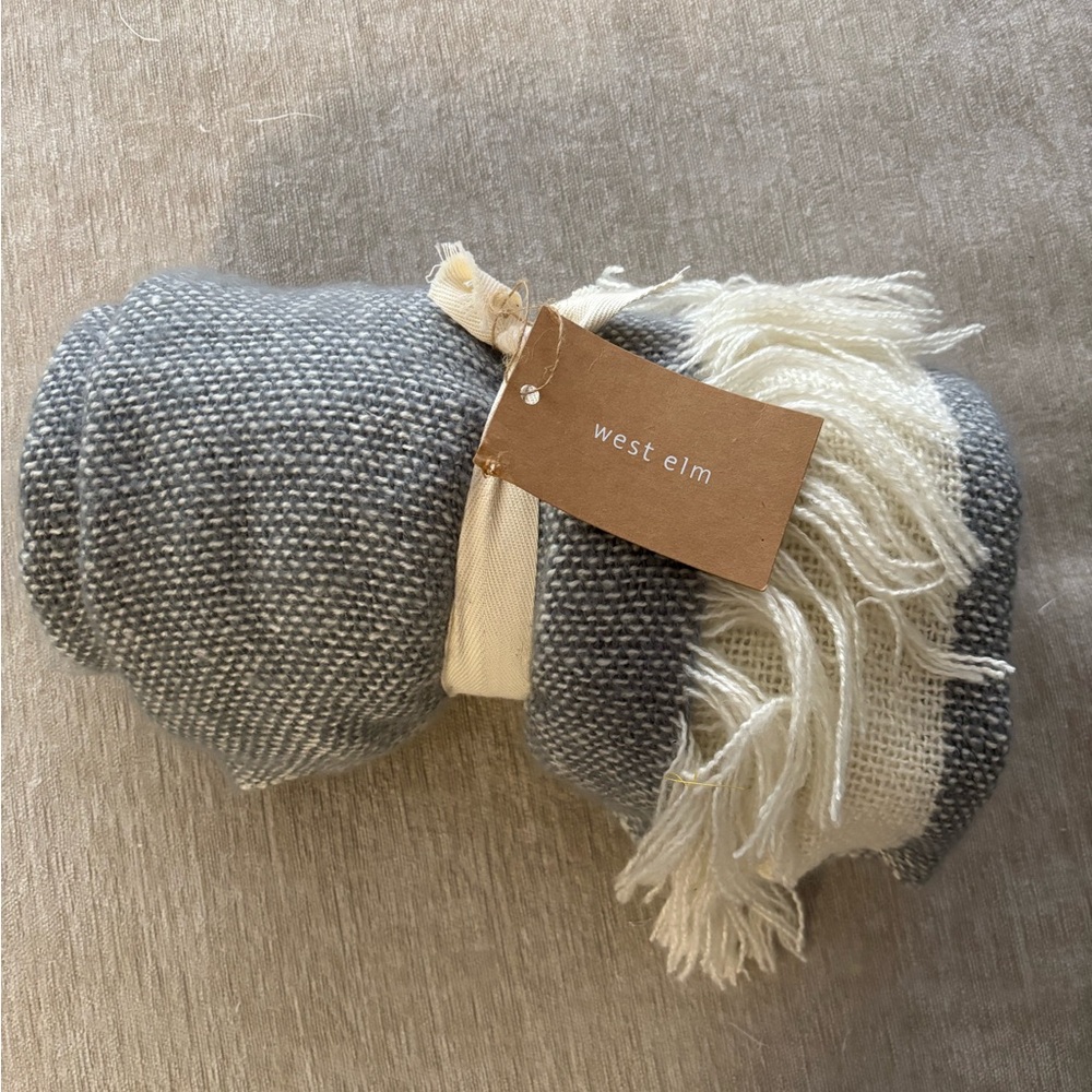 West Elm Gray and Cream Throw Blanket